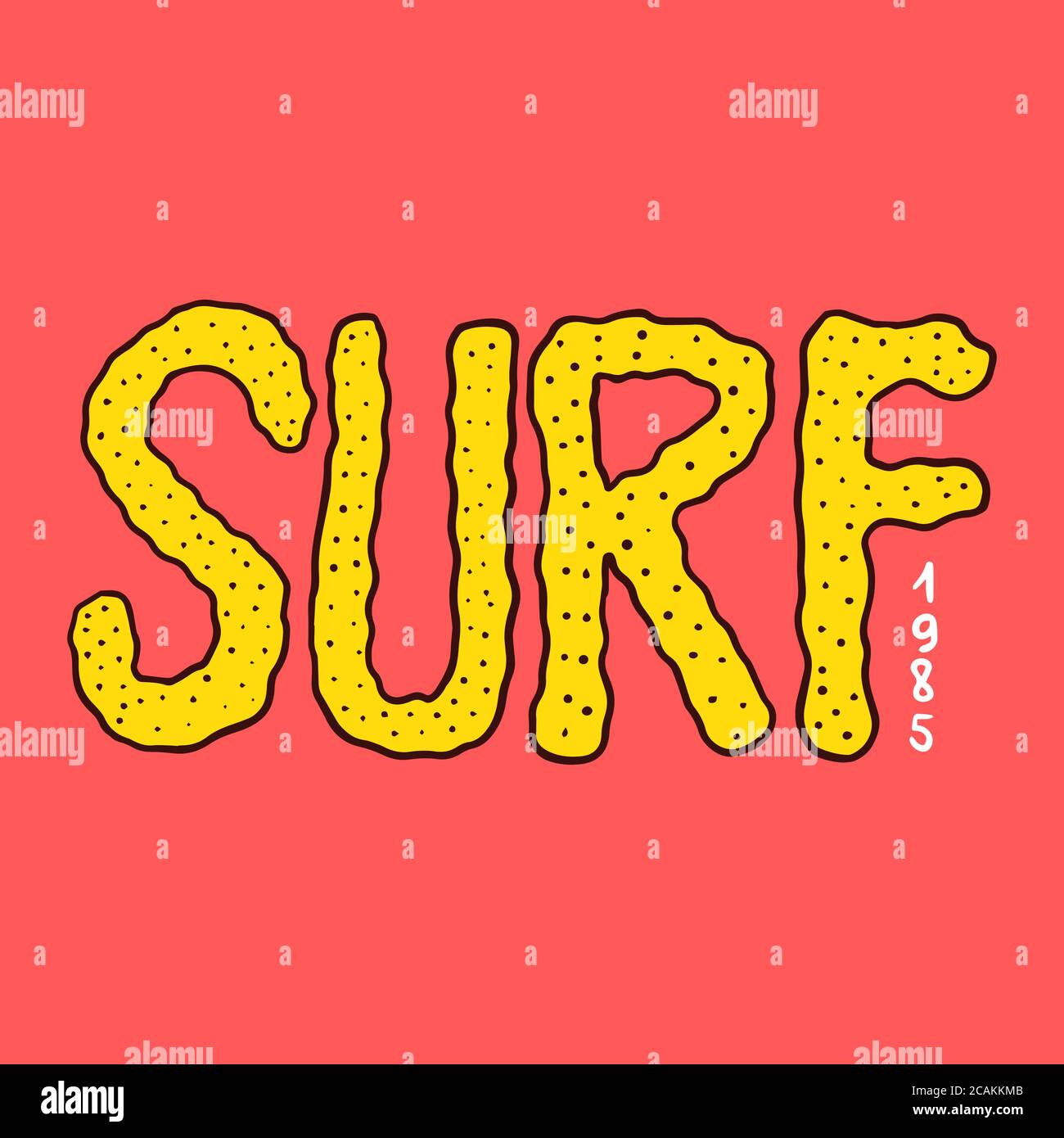 Badge Surf, logo Vintage Surfer. Iscrizione o scritta retrò. Emblema inciso disegnato a mano. Banner o poster. Illustrazione Vettoriale