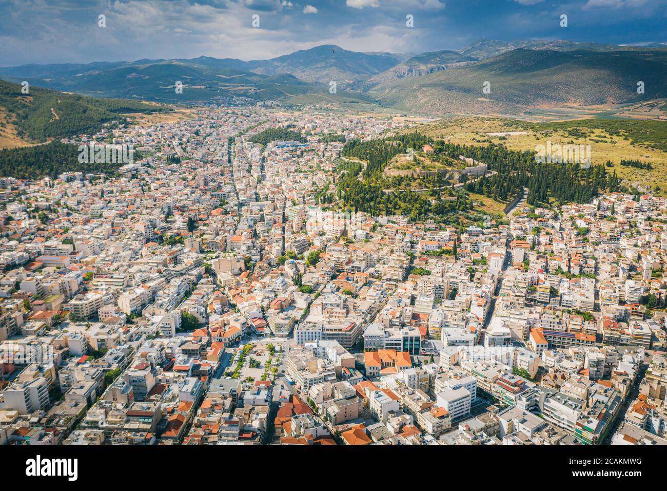 Vista aerea di Lamia, Grecia Foto Stock