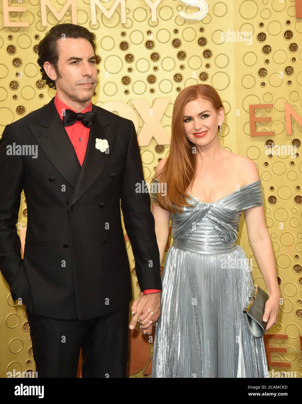 LOS ANGELES - SET 22: Sacha Baron Cohen, Isla Fisher al Primetime Emmy Awards - Arrivi al Microsoft Theatre il 22 settembre 2019 a Los Angeles, California Foto Stock