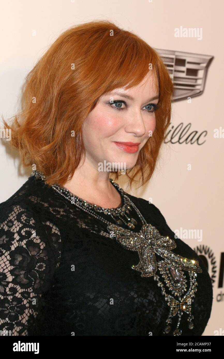 LOS ANGELES - FEBBRAIO 24: Christina Hendricks al Partito di osservazione di Elton John Oscar sul West Hollywood Park il 24 Febbraio 2019 a West Hollywood, CA Foto Stock