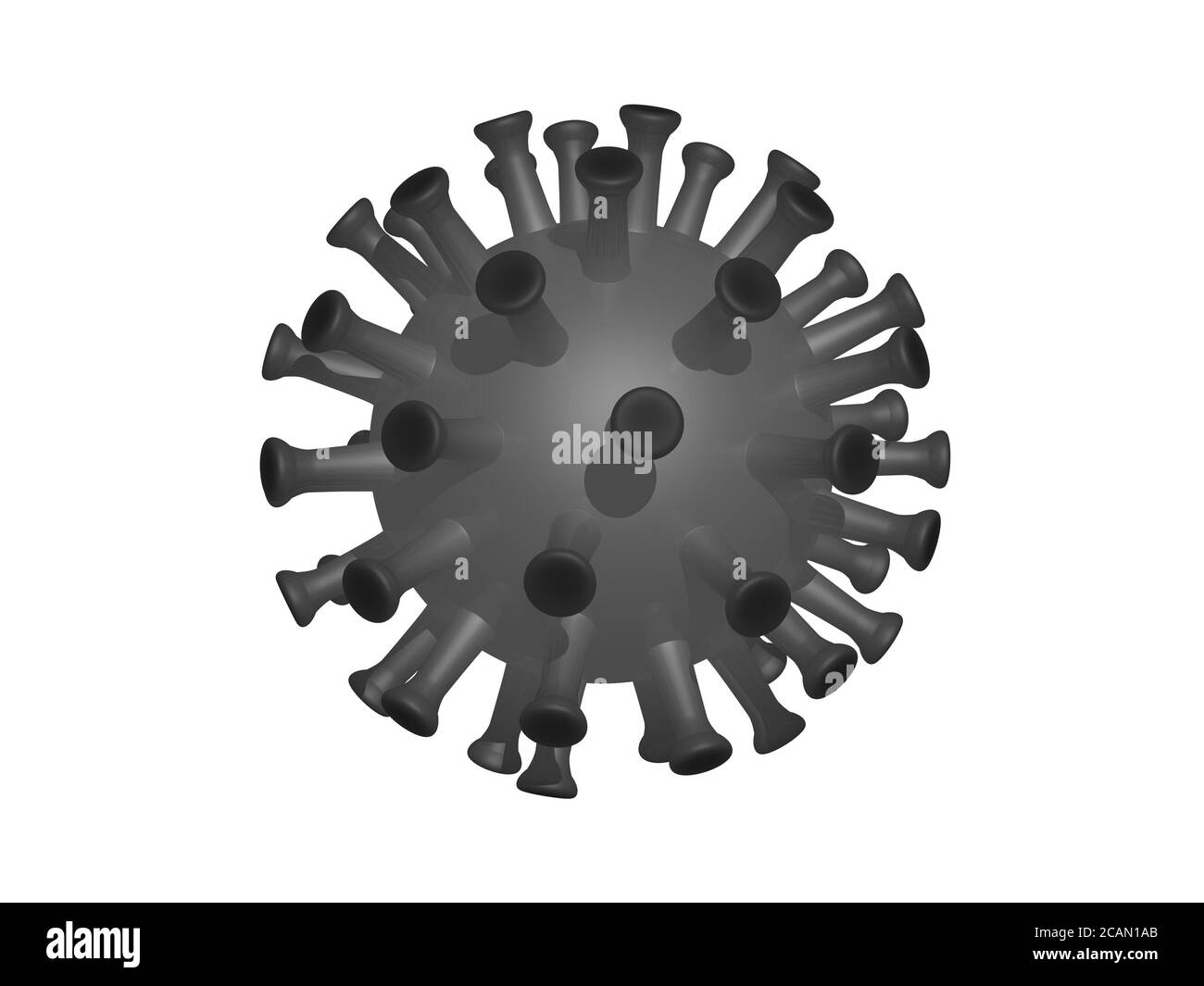 Coronavirus con texture CROMATA in un'illustrazione 3D su un bianco sfondo con luci e ombre che mostrano braccia appiccicose Foto Stock