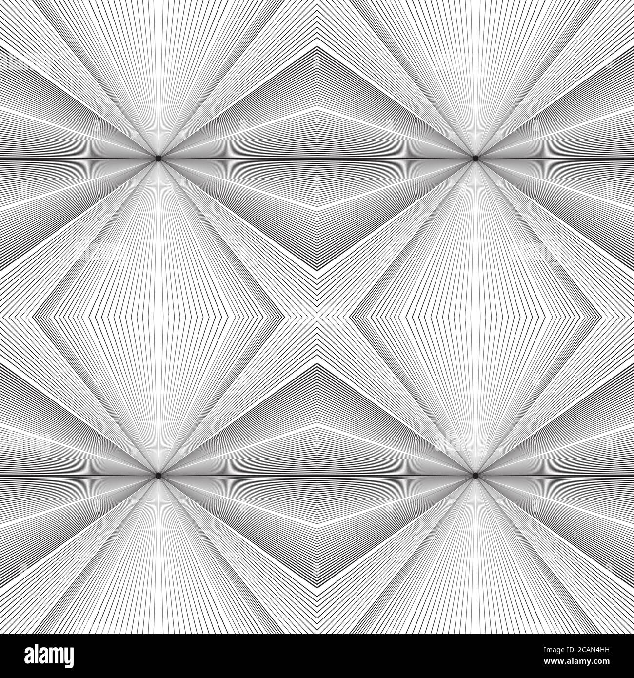 Texture bianca e nera senza cuciture con linee che emanano dal centro. Sfondo vettoriale per la vostra creatività Illustrazione Vettoriale