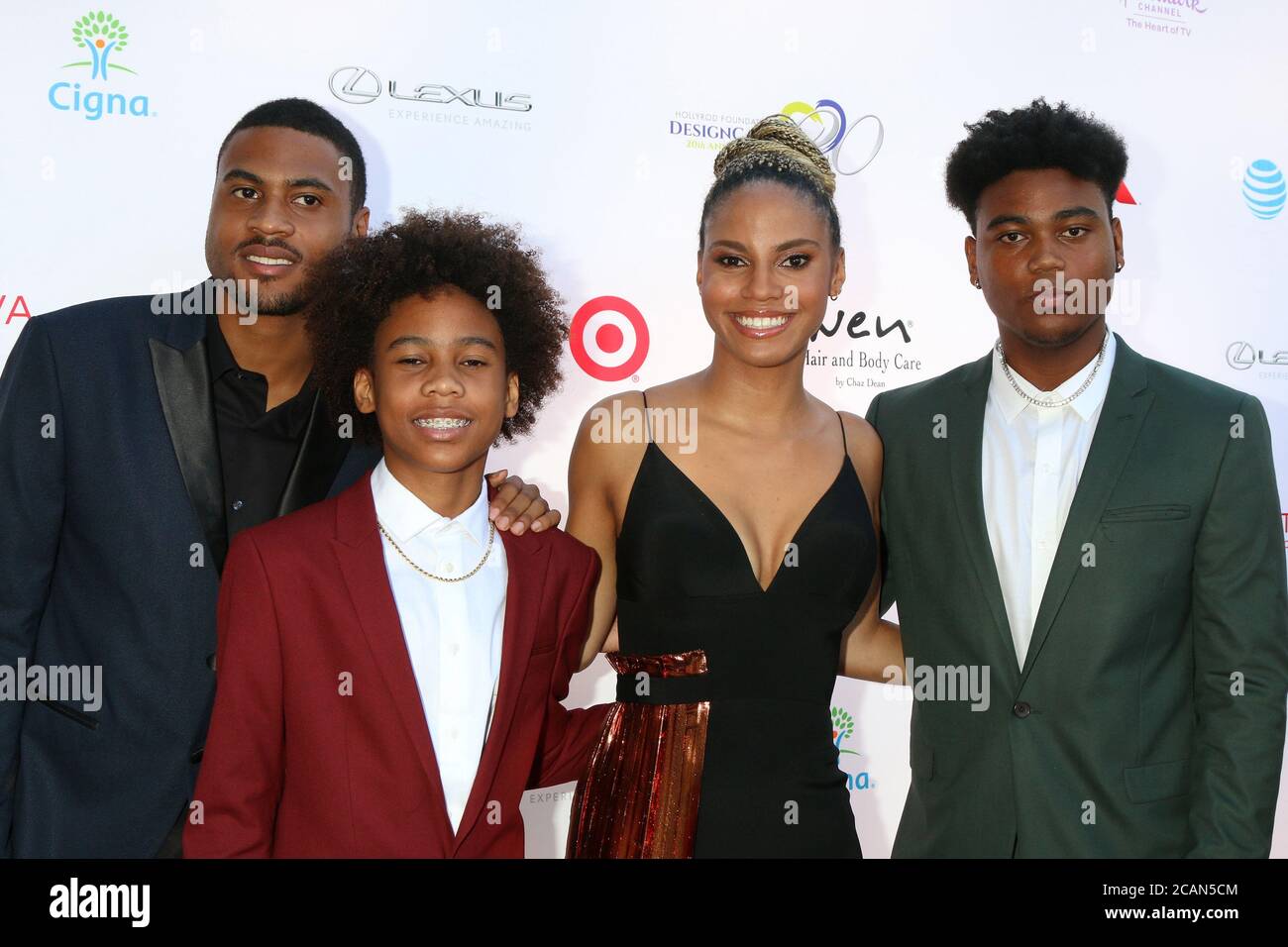 LOS ANGELES - LUGLIO 14: Rodney Peete Jr, Roman Peete, Ryan Peete, Robinson James Peete al 20° gala annuale DesignCare sul Private Estate il 14 Luglio 2018 a Malibu, CA Foto Stock