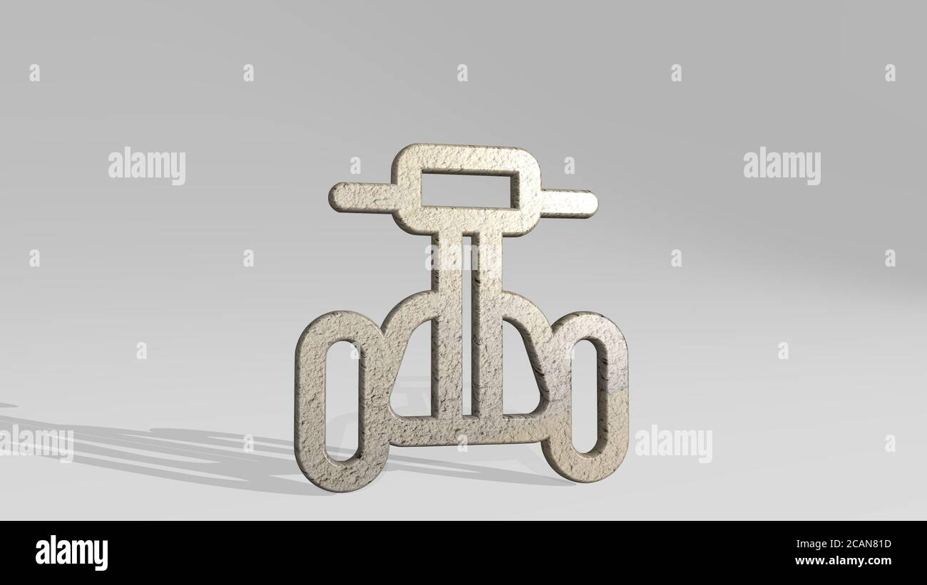 ICONA SEGWAY 3D in piedi sul pavimento. Illustrazione 3D. Città ed elettrico Foto Stock