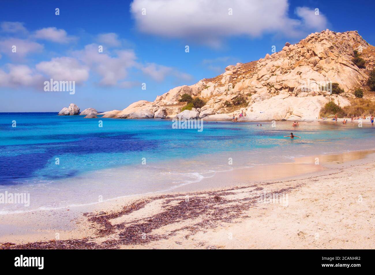 Spiaggia di Mikri Vigla sull'isola di Naxos, Grecia Foto Stock