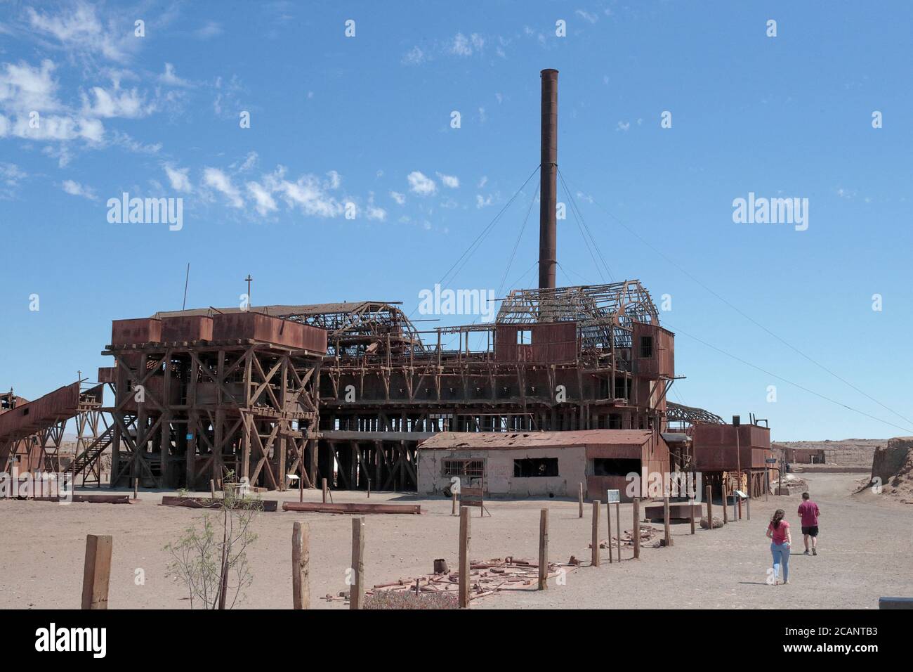 Stabilimento di trasformazione dei nitrati, Santa Laura, vicino al Museo della 'Città fantasma' di Humberstone, vicino a Iquique, Cile settentrionale 14 ottobre 2017 Foto Stock