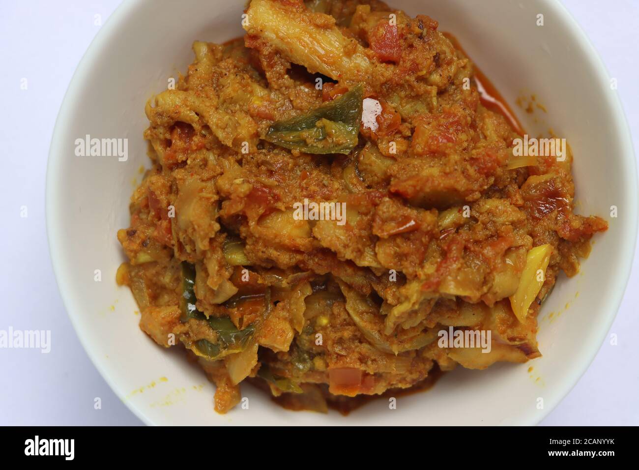 Fungo di Oyster masala o fungo di kadhai, stile chettinad, curry dell'India del sud Foto Stock