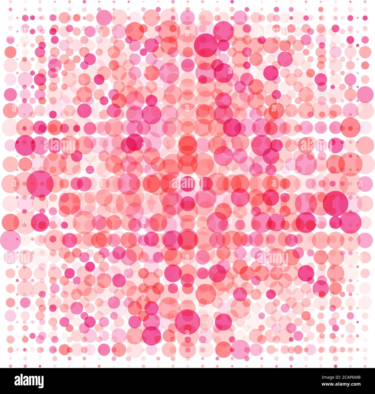 Astratto sfondo rosa geometrico con puntini e cerchi rossi e rosa. Illustrazione vettoriale. Illustrazione Vettoriale