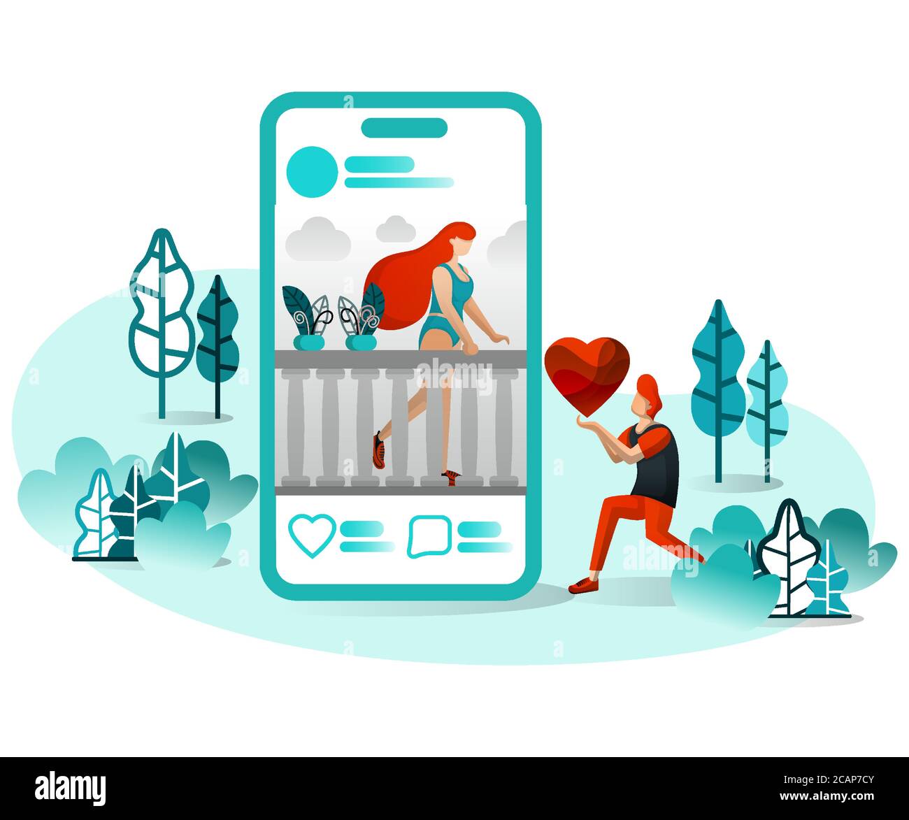 Romeo Juliet Love Story 4.0. Vettore illustrazione piana di concetti per la landing page, web, sito web, homepage, Mobile Apps ui / ux, poster, striscioni, templ Illustrazione Vettoriale