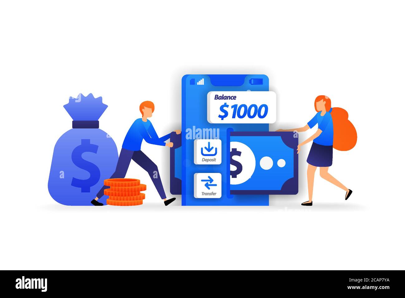 app per il mobile banking. un luogo sicuro per risparmiare denaro, una donna aggiunge denaro da depositare in conto. concetto di illustrazione vettoriale aziendale per, landing page, web, Illustrazione Vettoriale app per il mobile banking. un luogo sicuro per risparmiare denaro, una donna aggiunge denaro da depositare in conto. concetto di illustrazione vettoriale aziendale per, landing page, web, Illustrazione Vettoriale