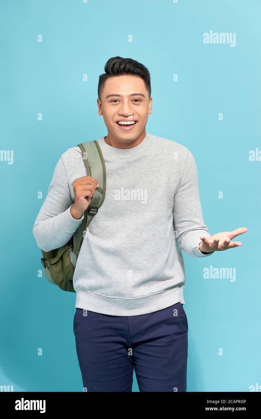 Emozione umana positiva espressione facciale. Percezione della vita, realizzazione Foto Stock