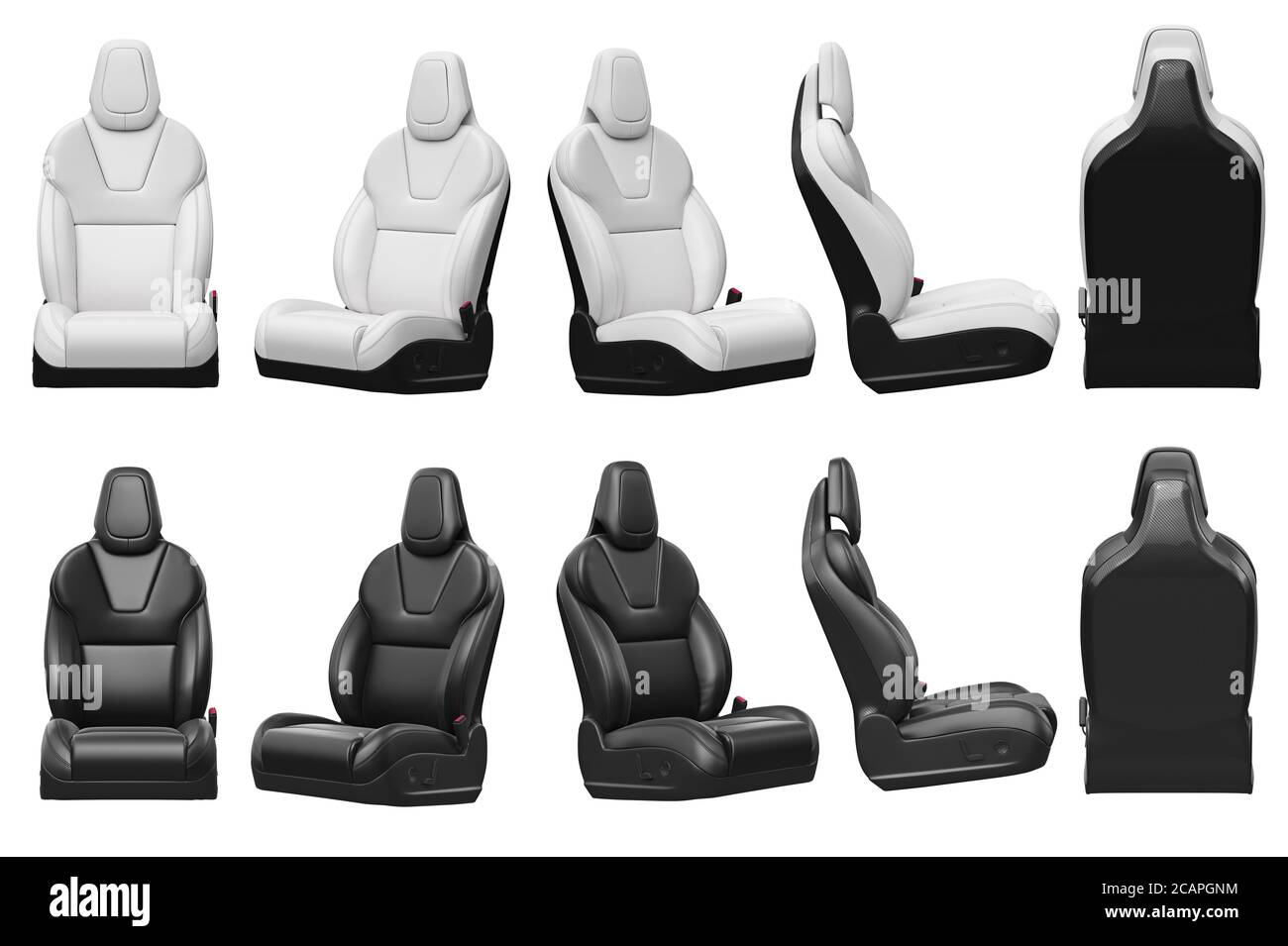 Sedile auto sedia Set auto in pelle automobile. Rendering 3D Foto Stock