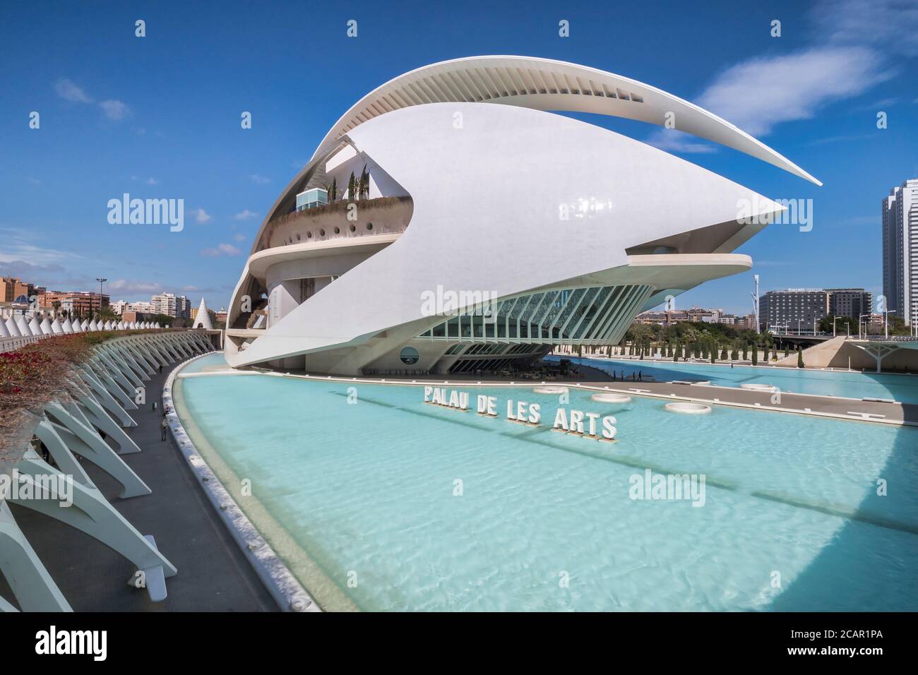 3 marzo 2020: Valencia, Spagna - Palau de les Arts Reina Sofia o Palazzo delle Arti della Regina Sofía, una sala da concerti e teatro dell'opera a Valencia, parte del t Foto Stock