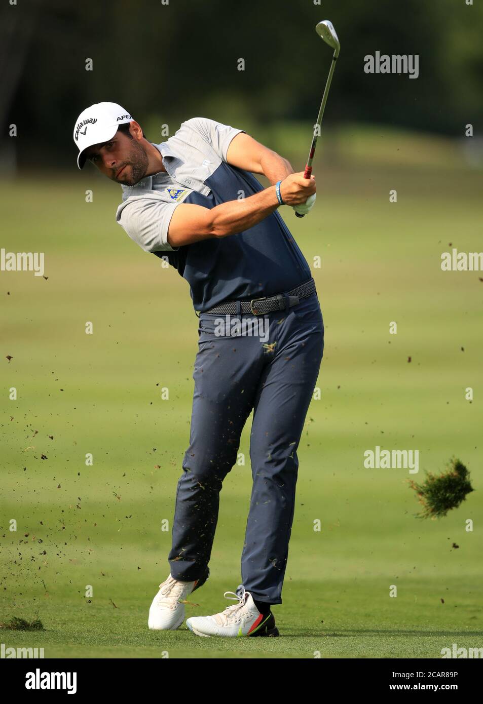 Adrian Otaegui in Spagna durante il terzo giorno del Campionato Inglese all'Hanbury Manor Marriott Hotel and Country Club, Hertfordshire. Sabato 8 agosto 2020. Vedere PA storia GOLF Ware. Il credito fotografico dovrebbe essere: Adam Davy/PA Wire. RESTRIZIONI: Uso editoriale, nessun uso commerciale. Foto Stock