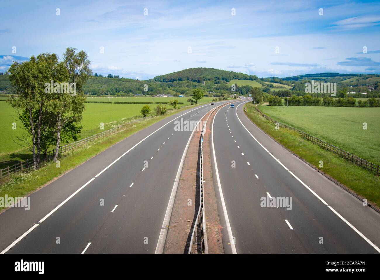 Autostrada M9 direzione nord vicino a Stirling Foto Stock