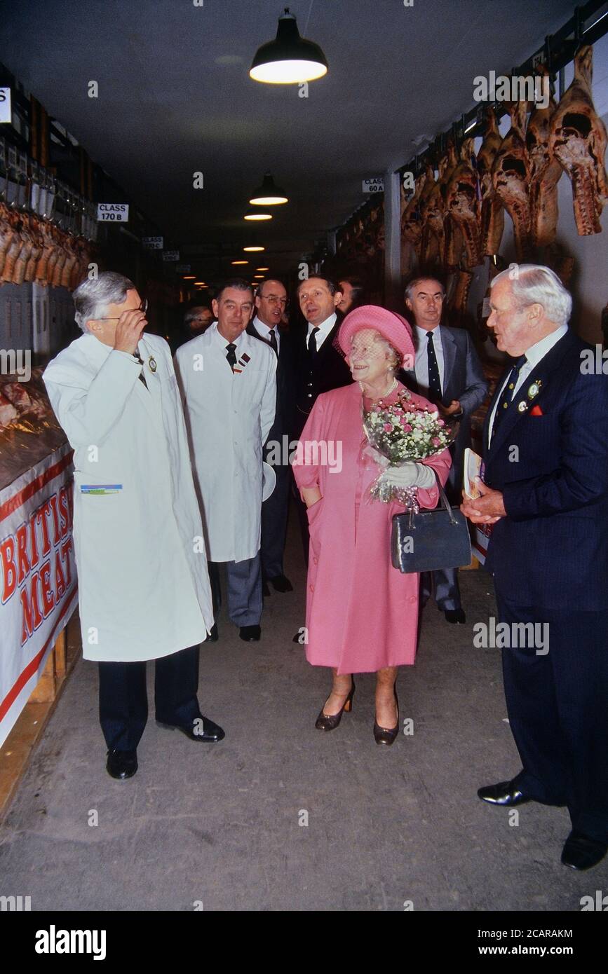 Regina Madre al Royal Smithfield Show di Earls Court, Londra, Inghilterra, Regno Unito. 1989. Foto Stock