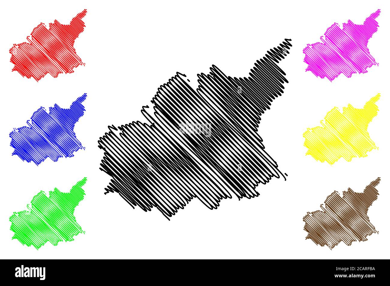 Dipartimento delle Alpi dell'alta Provenza (Francia, Repubblica francese, regione Provenza-Alpi-Costa Azzurra) mappa illustrazione vettoriale, schizzo della scarpetta Alpes de Haute Illustrazione Vettoriale
