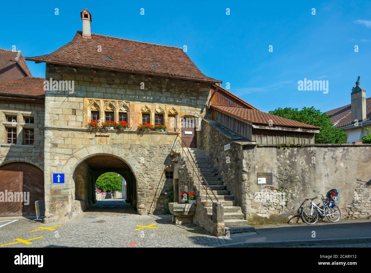 Svizzera, Cantone di Friburgo, Estavayer-le-Lac, Museo delle rane (Musee Grenouilles) Foto Stock