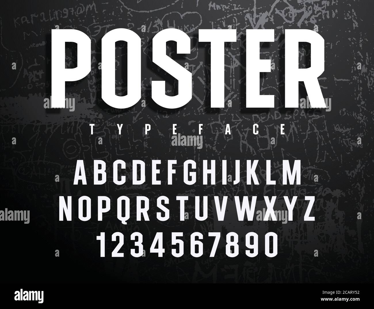 Poster grassetto alfabeto compatto su sfondo grunge Illustrazione Vettoriale