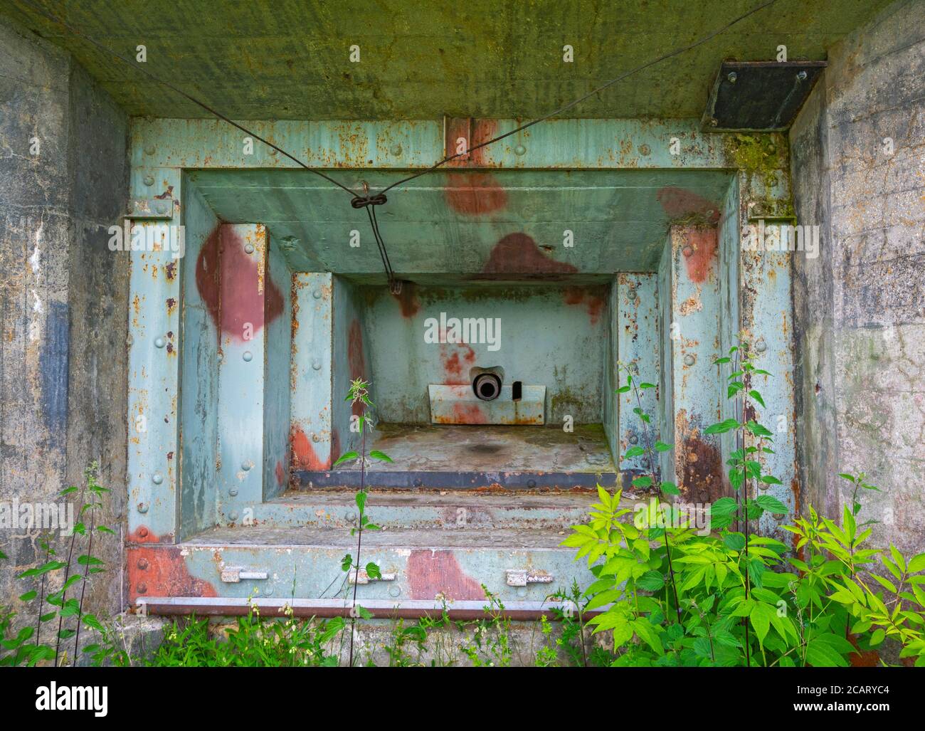 Svizzera, Cantone di Vaud, Vallorbe, fortezza della seconda guerra mondiale e artiglieria posizione di fronte al confine francese, bunker di artiglieria sotterranea Foto Stock