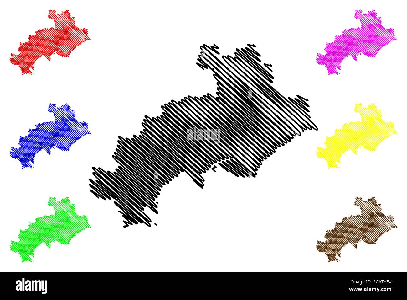 Dipartimento delle Alte Alpi (Francia, Repubblica francese, regione Provenza-Alpi-Costa Azzurra) mappa illustrazione vettoriale, schizzo della mappa delle Alte Alpi Illustrazione Vettoriale