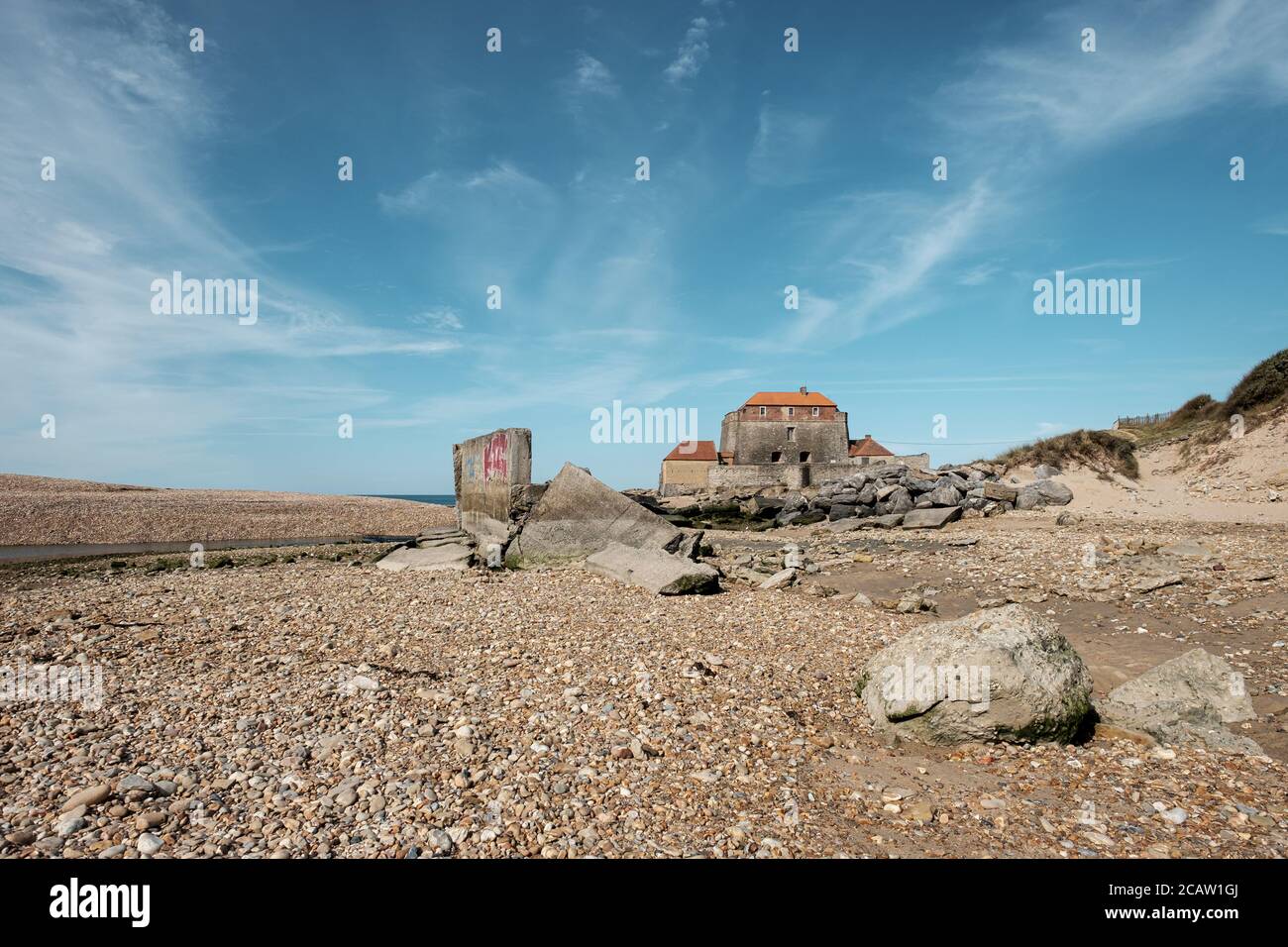 Fort d'Ambleteuse, (conosciuto anche come Fort Mahon), è un forte situato sulla costa vicino alla città di Ambleteuse nel nord della Francia Foto Stock