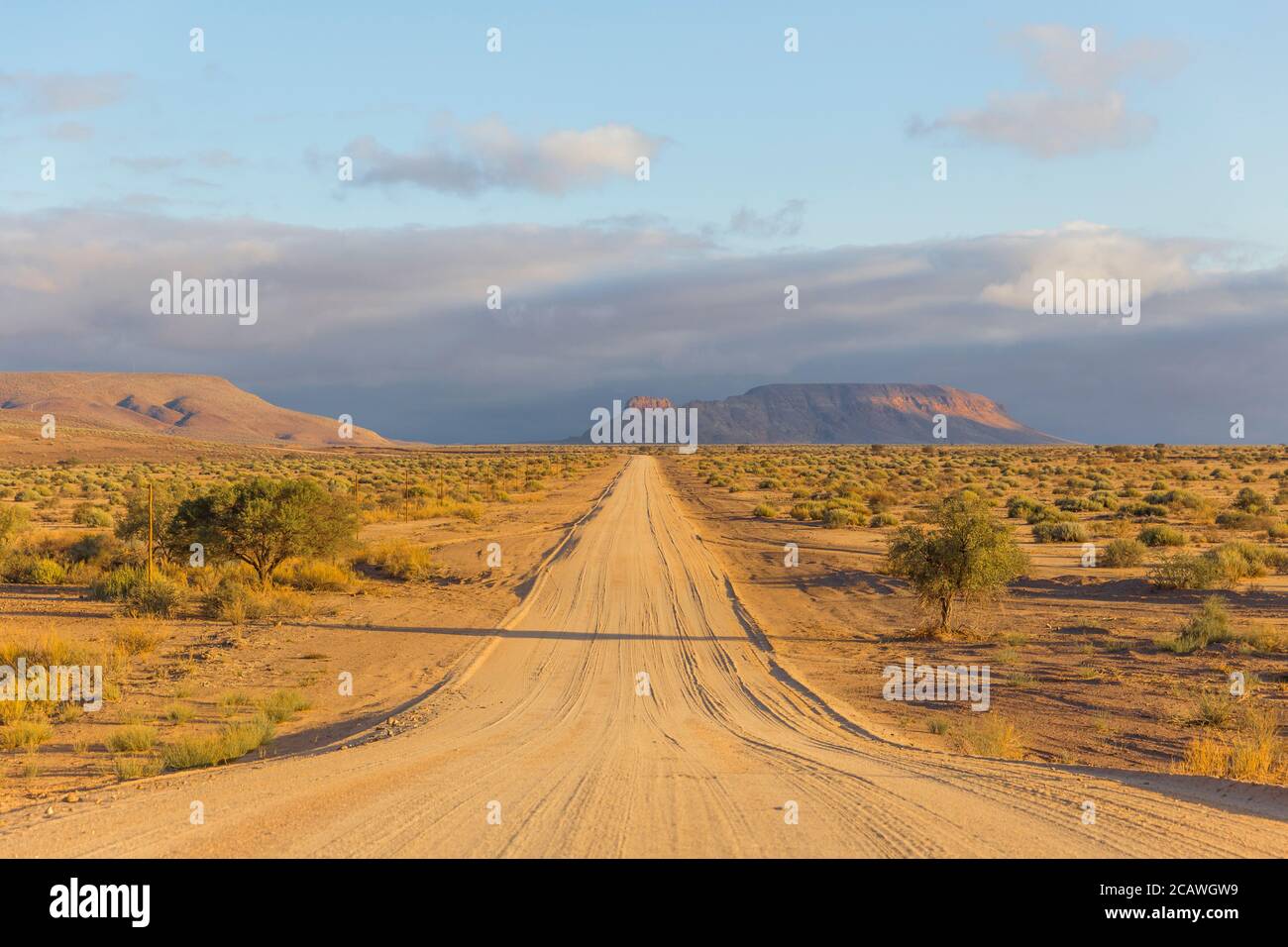 La C12, strada sterrata panoramica nel deserto che conduce al Fish River Canyon, Namibia Foto Stock