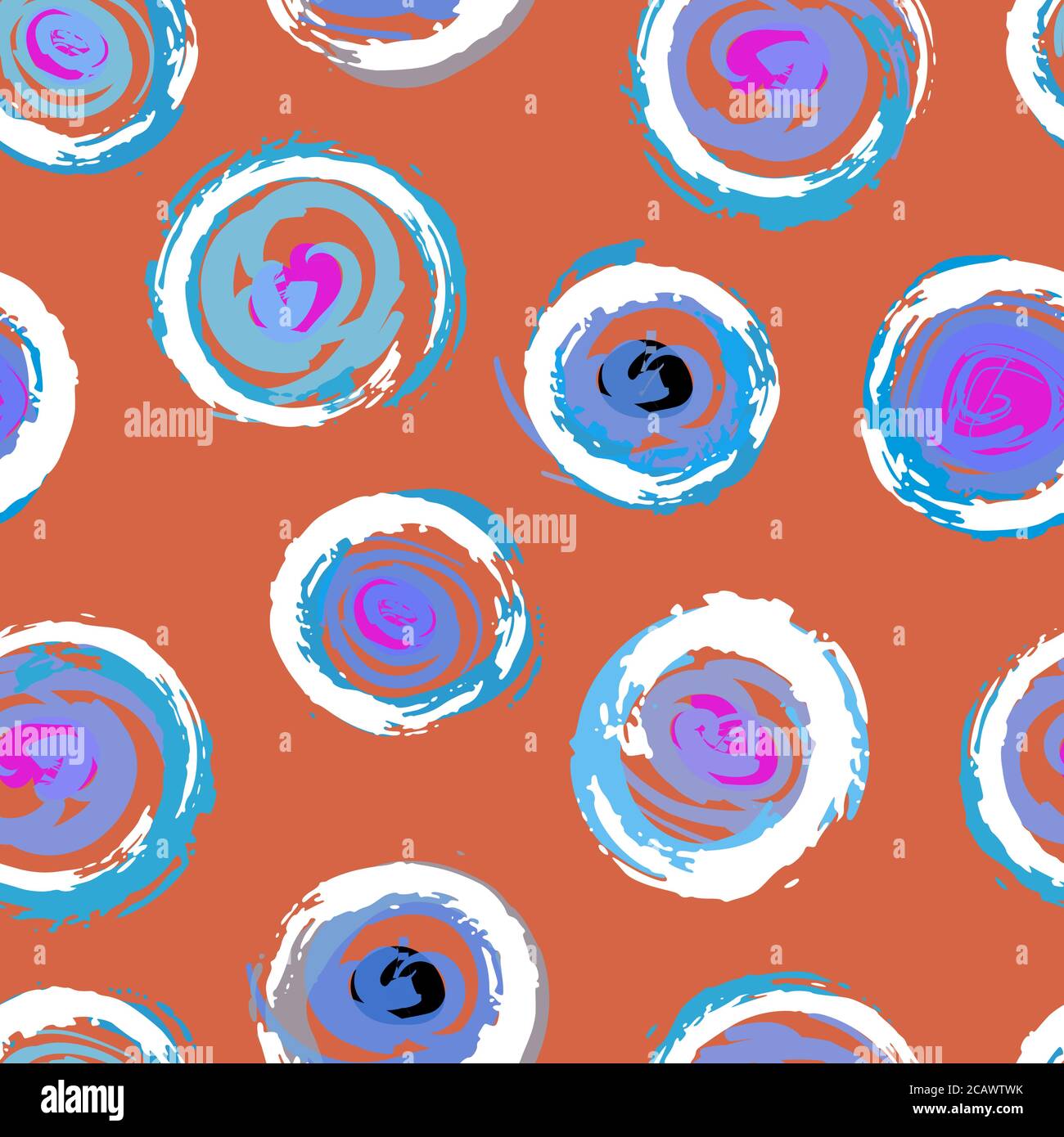 motivo di sfondo senza cuciture, con cerchi, tratti di vernice e schizzi Illustrazione Vettoriale