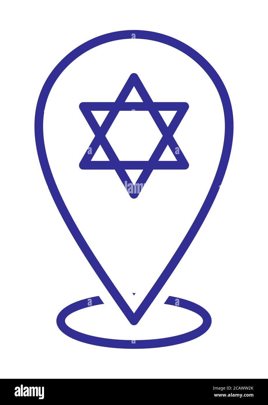 Stella di David, Shield of David o Magen David. Icona posizione per multiuso. Marcatori mappa. Illustrazione vettoriale Illustrazione Vettoriale