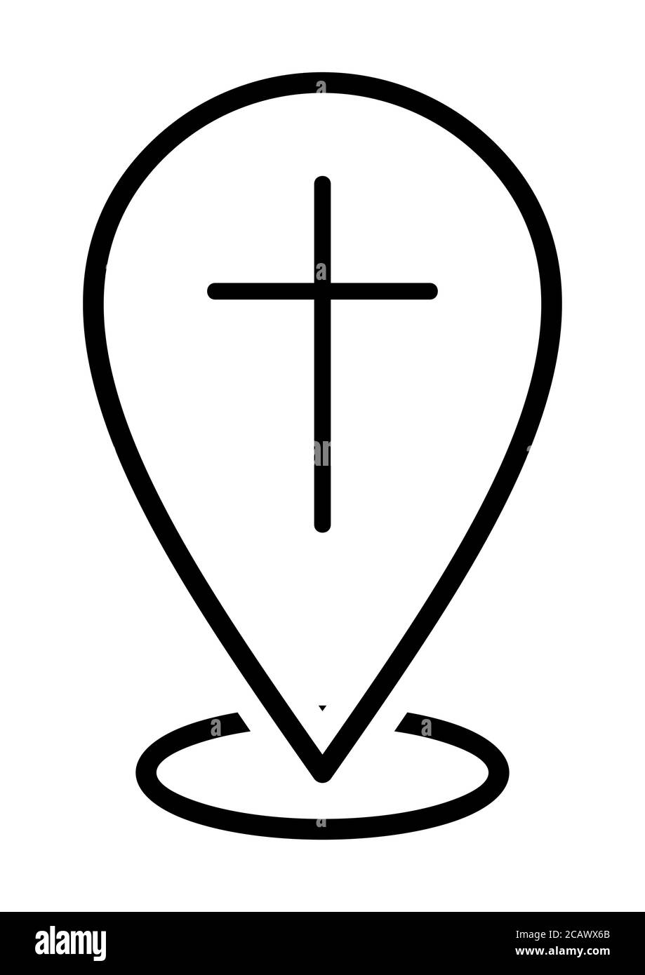 Croce latina, simbolo del cristianesimo. Icona della posizione per multiuso. Marcatori mappa. Illustrazione vettoriale Illustrazione Vettoriale