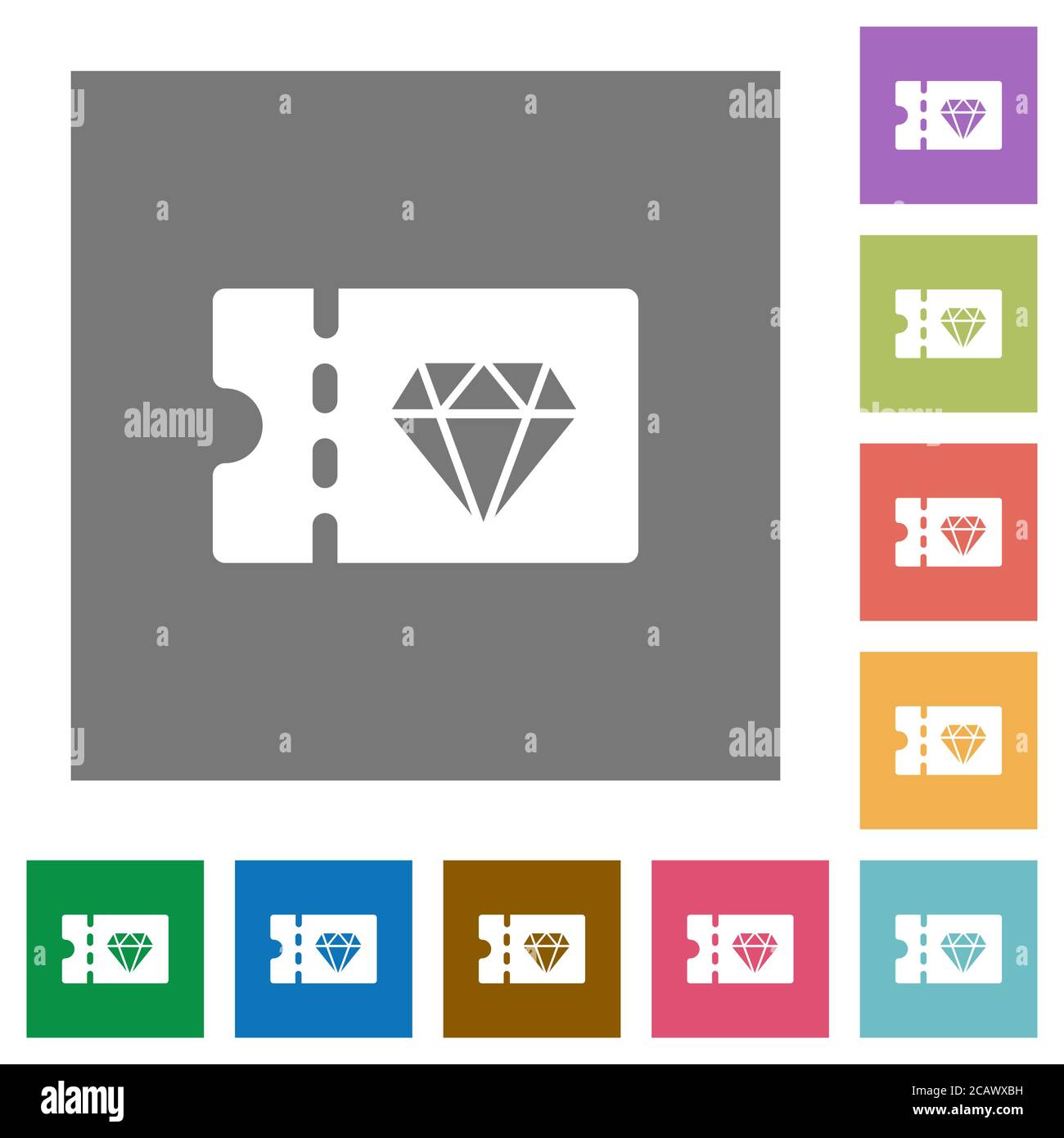 Negozio di gioielli sconto coupon icone piatte su sfondi quadrati di colore semplice Illustrazione Vettoriale