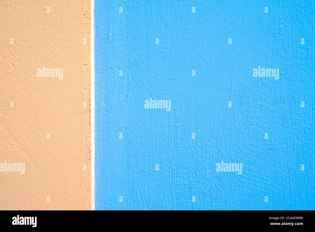 Corallo rosa brillante e bande di colore blu chiaro, elemento di sfondo grafico a parete. Foto Stock