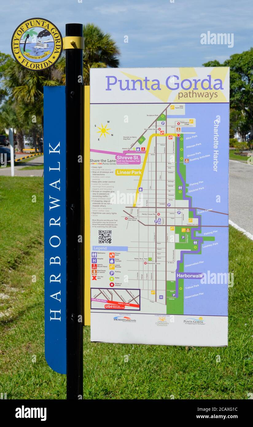 Mappa di Harbourwalk Punta Gorda Pathways Foto Stock