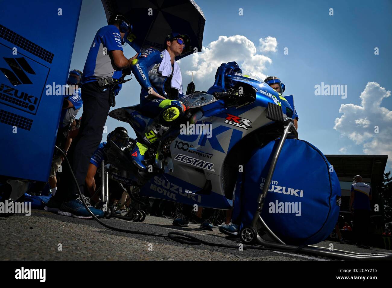 Brno, Repubblica Ceca. 09 agosto 2020. Gara del Gran Premio del MotoGP della Repubblica Ceca sul circuito di Brno. 9 agosto 2020 Carreras en el Gran Premio de MotoGP de la Republica Checa en el circuito de Brno. 9 de Agosto, 2020 Joan Mir MotoGP.com/Cordon Rassegna stampa: CORDON PRESS/Alamy Live News Foto Stock