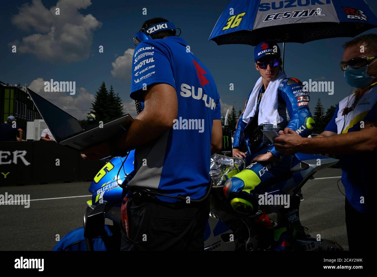 Brno, Repubblica Ceca. 09 agosto 2020. Gara del Gran Premio del MotoGP della Repubblica Ceca sul circuito di Brno. 9 agosto 2020 Carreras en el Gran Premio de MotoGP de la Republica Checa en el circuito de Brno. 9 de Agosto, 2020 Joan Mir MotoGP.com/Cordon Rassegna stampa: CORDON PRESS/Alamy Live News Foto Stock