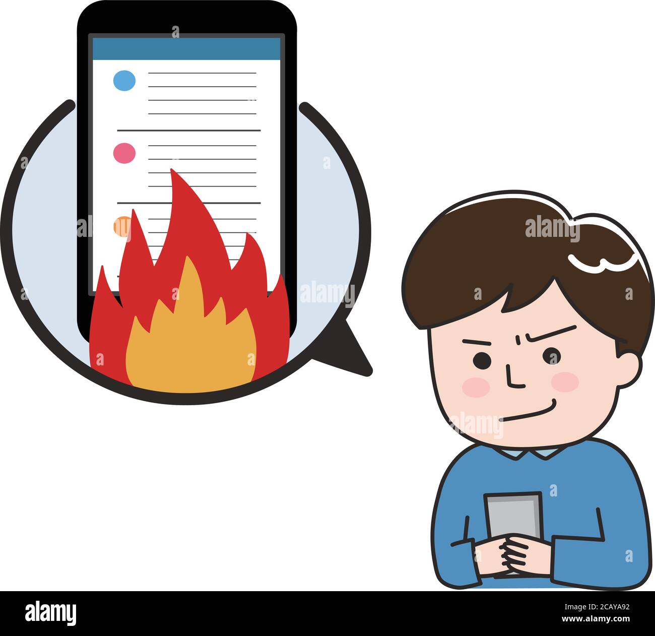 Uomo che postano argomenti infiammatori su scopo. Illustrazione vettoriale isolata su sfondo bianco. Illustrazione Vettoriale