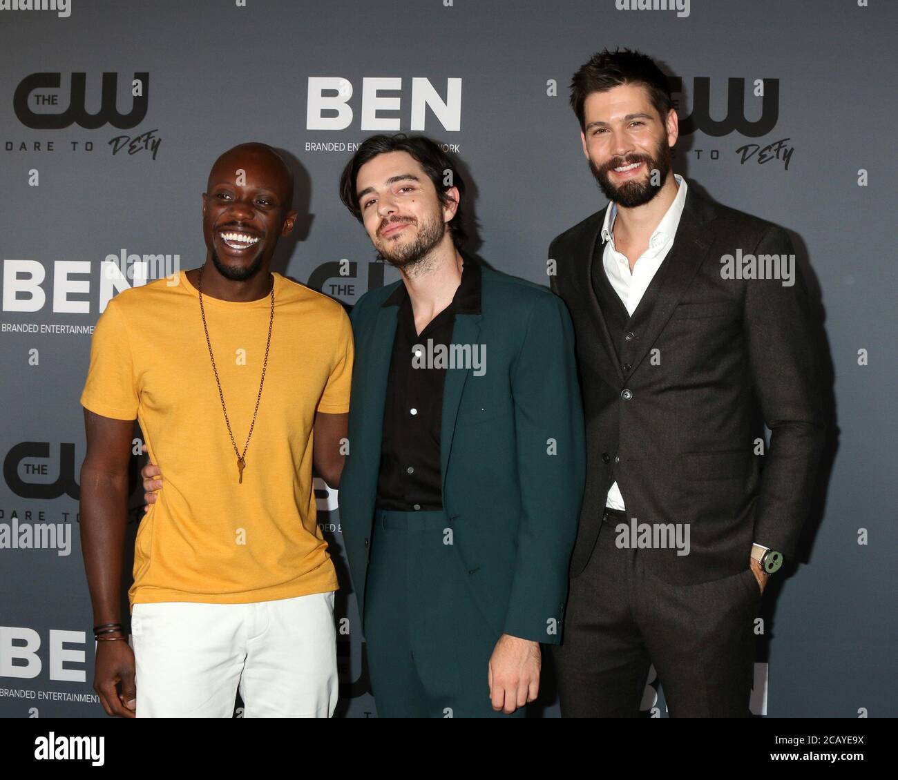 LOS ANGELES - 4 AGOSTO: Keston John, Morgan Krantz, Casey Deidrick al CW Summer TCA All-Star Party al Beverly Hilton Hotel il 4 agosto 2019 a Beverly Hills, California Foto Stock