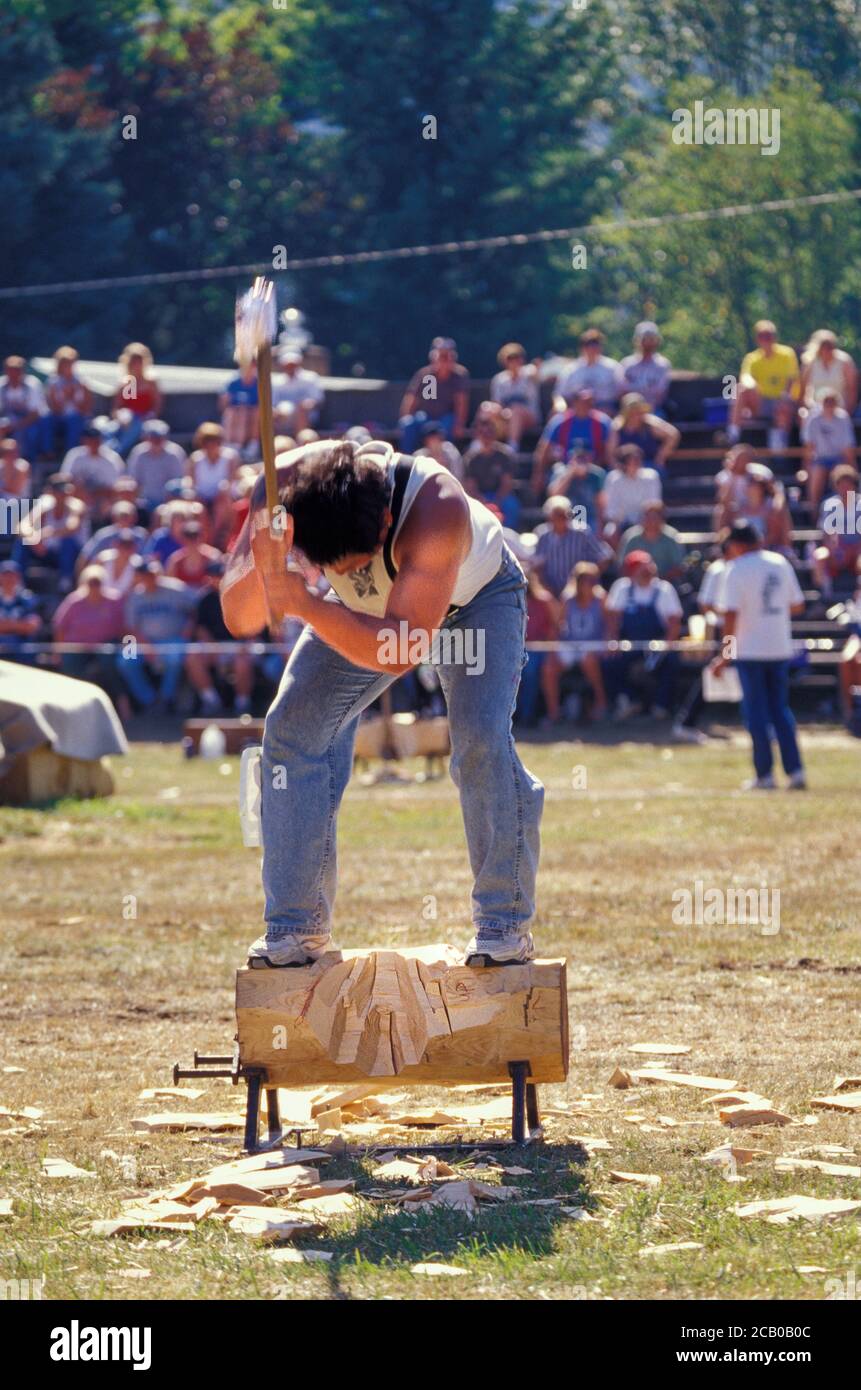 Evento di trinciatura verticale, Logger Jubilee Celebration Morton, Washington USA Foto Stock