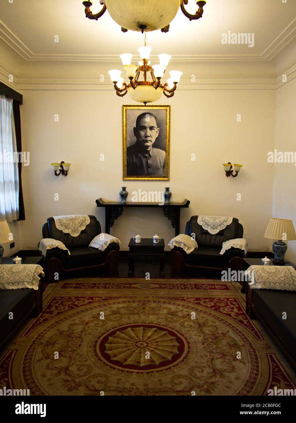 Ufficio semplice e tradizionale Sun Yat-sen a Longmen Grottos, Sito Patrimonio dell'Umanità vicino a Luoyang City nella provincia di Henan, Cina, 14 ottobre 2018. Foto Stock