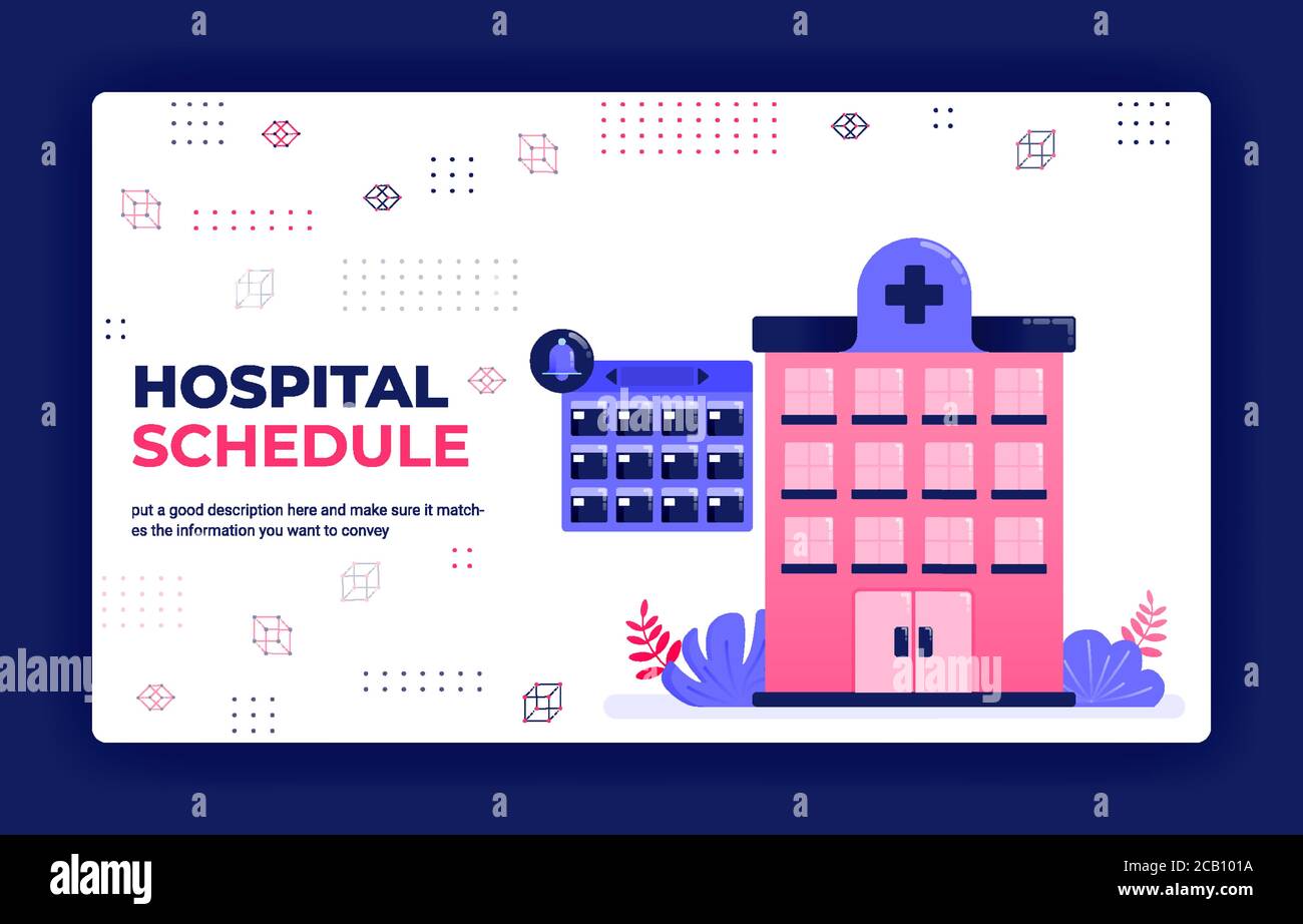 Landing page illustrazione vettoriale della pianificazione dei trattamenti ospedalieri, visite mediche e ai pazienti, prenotazioni ospedaliere. Può essere utilizzato per l'ap mobile Web del sito Web Illustrazione Vettoriale