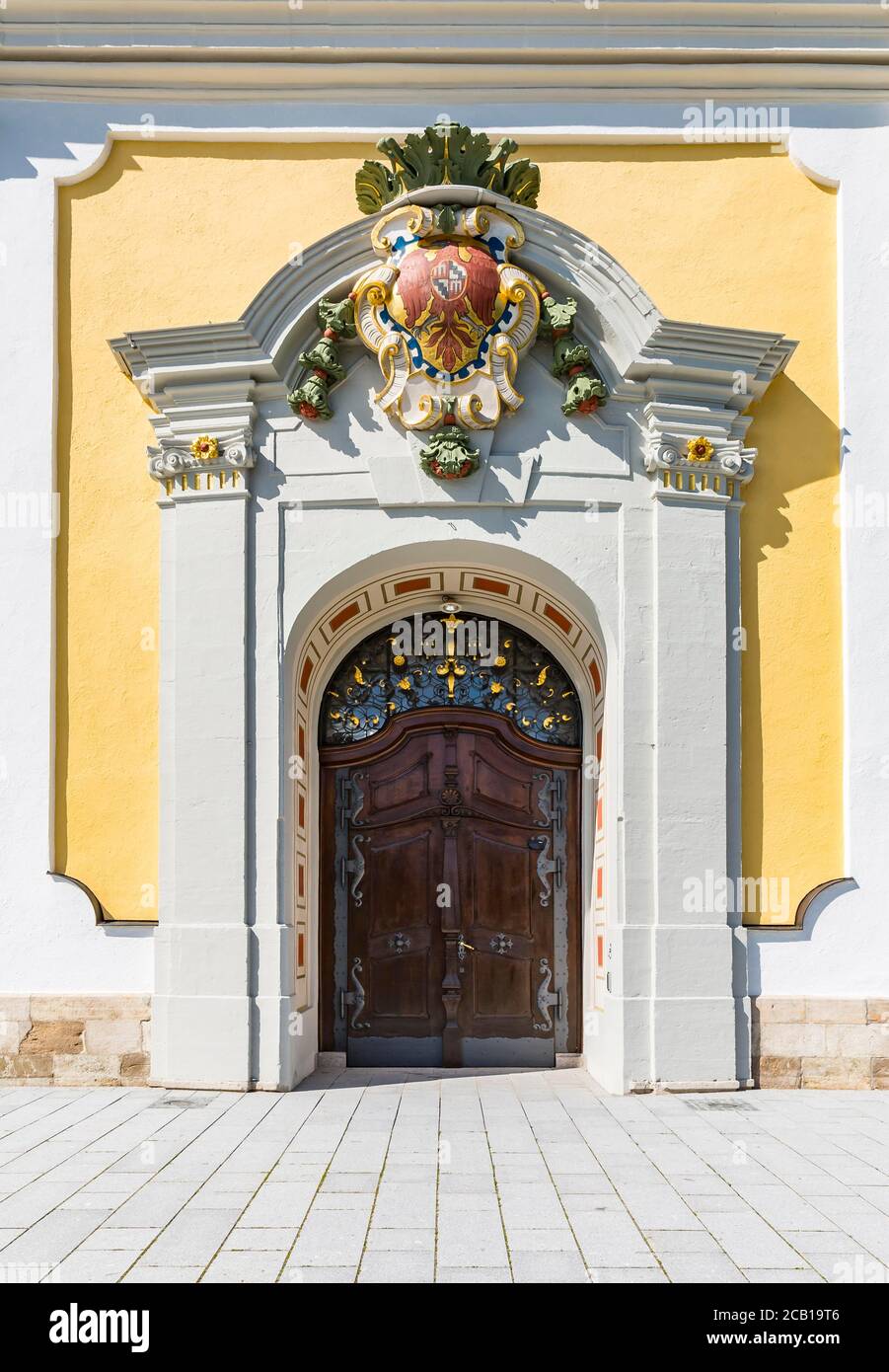 Portale d'ingresso, Chiesa di San Giovanni, Donaueschingen, Foresta Nera, Baden-Wuerttemberg, Germania Foto Stock