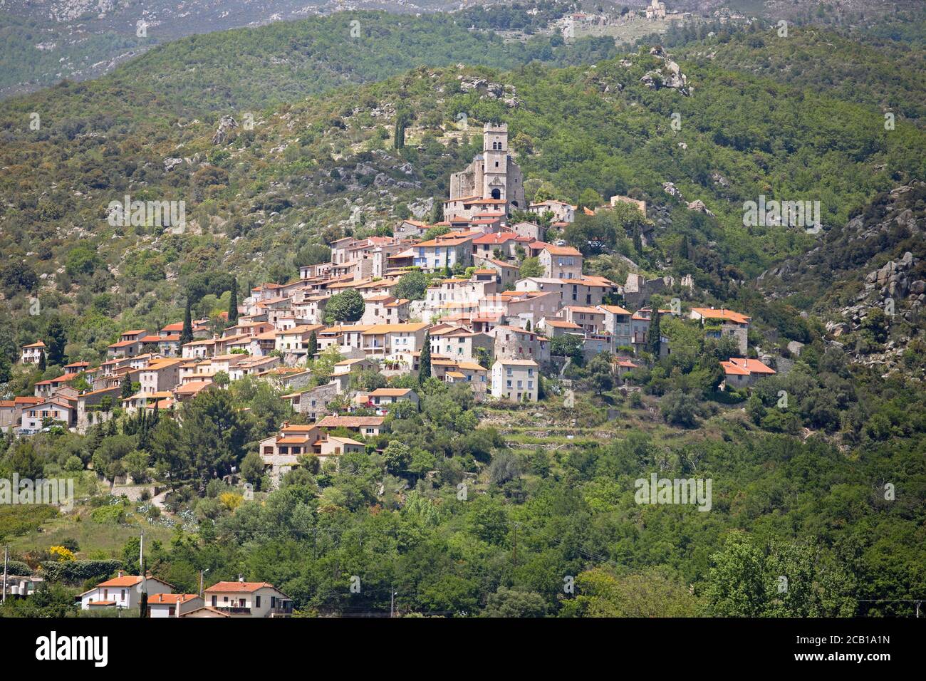Villaggio di montagna Eus, regione Occitania, Dipartimento Pirenei Orientali, Francia Foto Stock