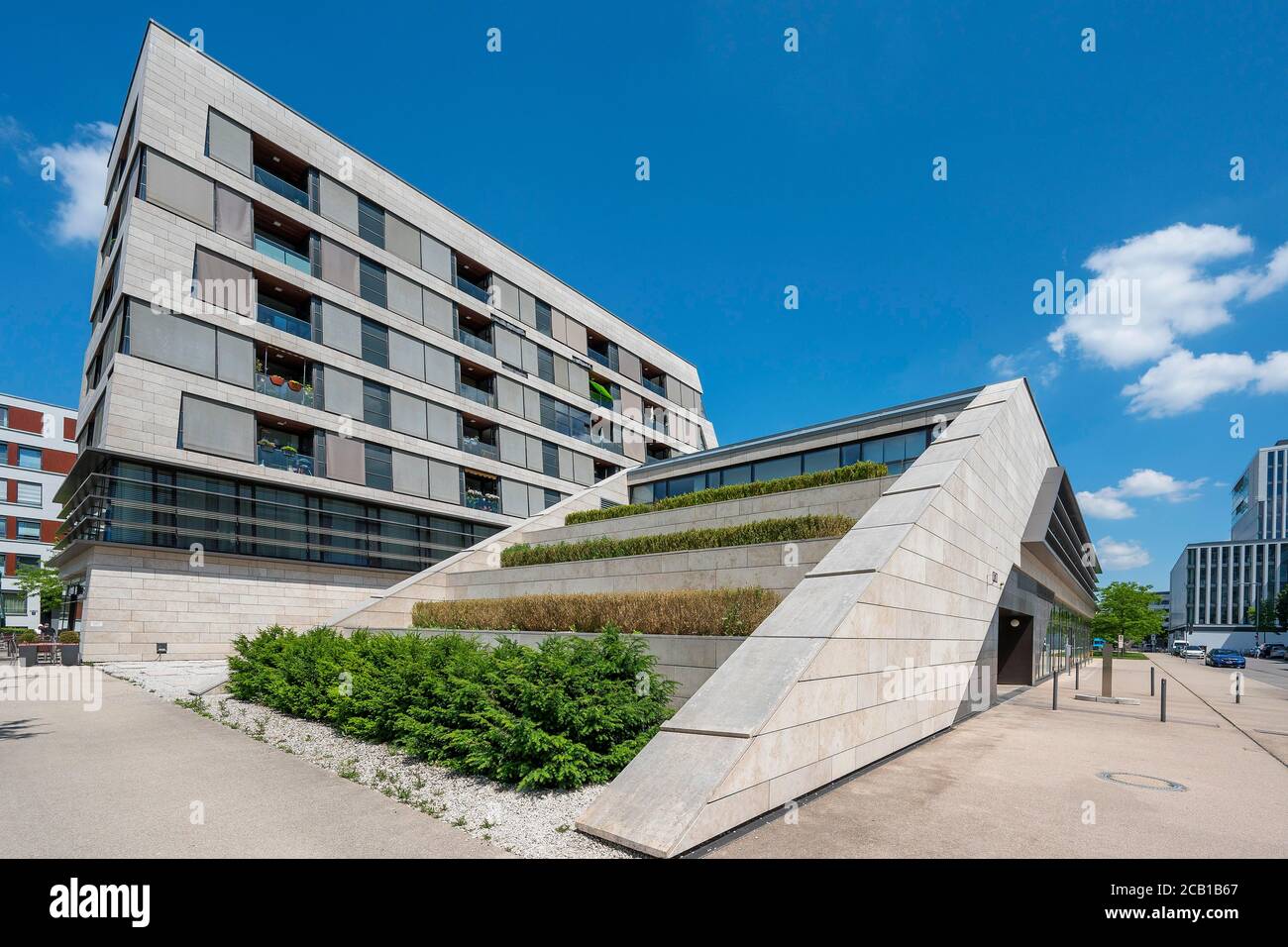 Architettura moderna, vicino a Klaus Mann Pl., Neuhausen, Monaco, alta Baviera, Baviera, Germania Foto Stock