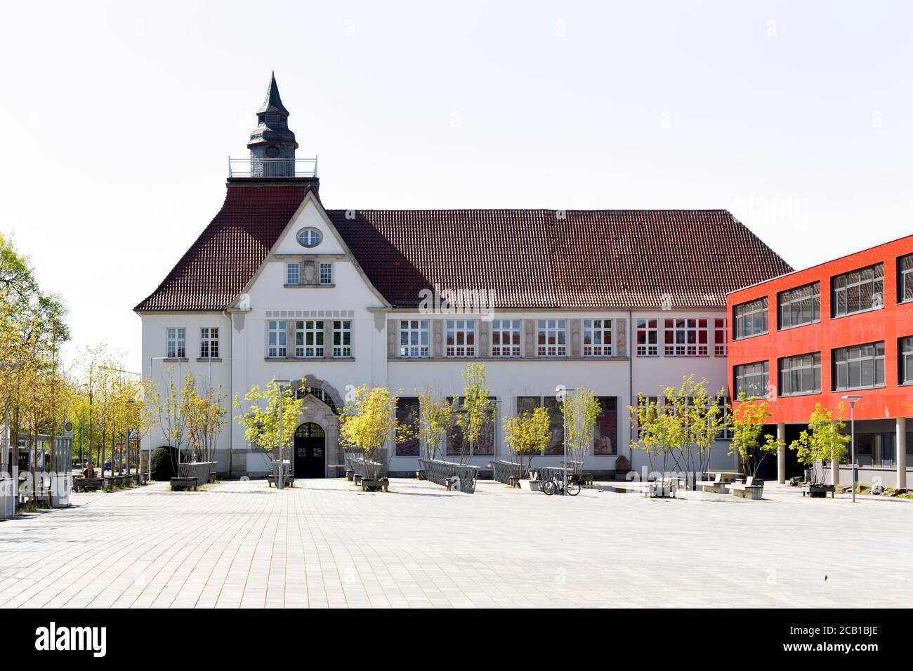 Scuola di grammatica al mercato, Buende, Westfalia orientale, Nord Reno-Westfalia, Germania Foto Stock