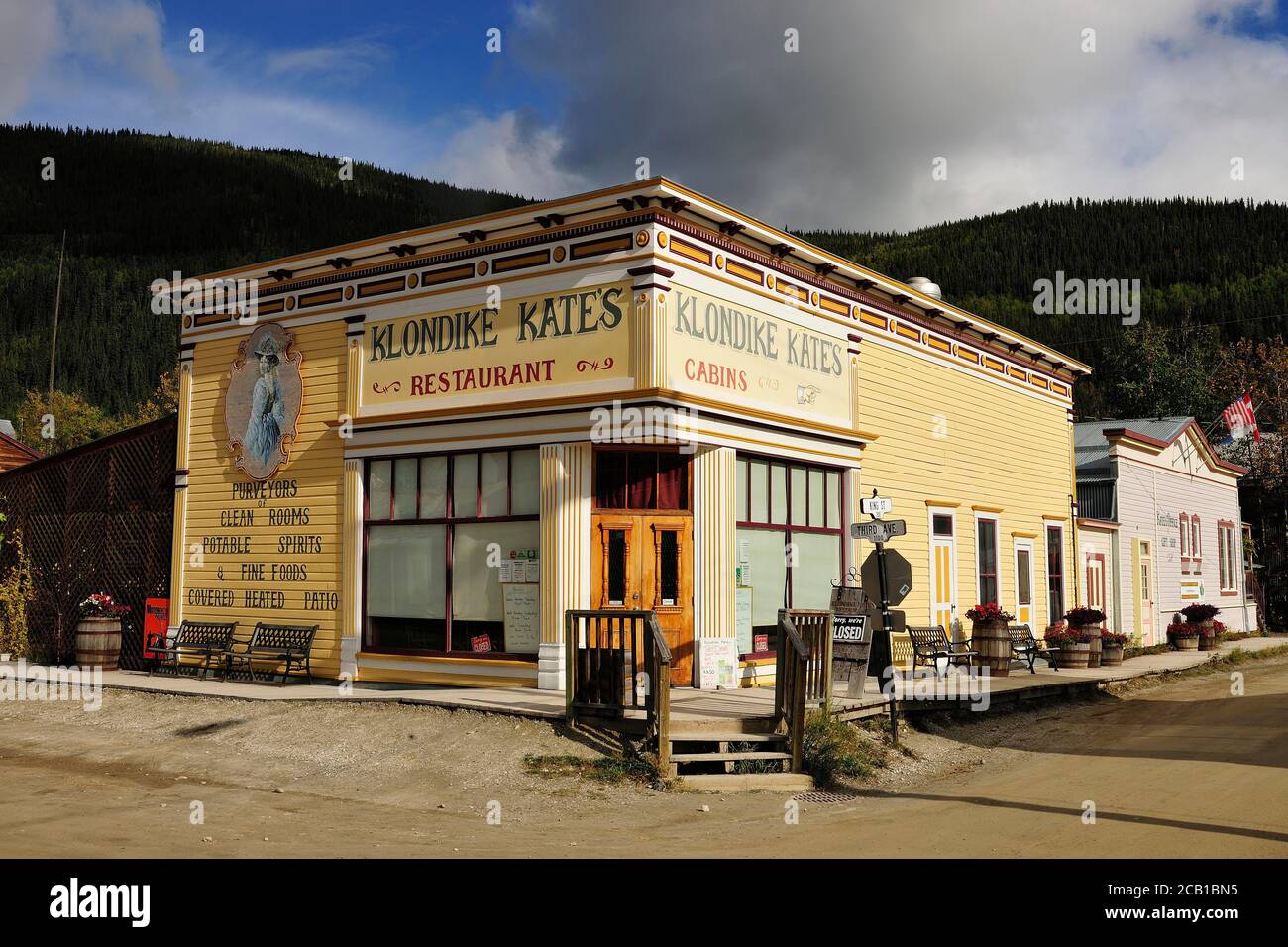 Klondike Kates Restaurant, edificio storico, Dawson City, territorio di Yukon, Canada Foto Stock
