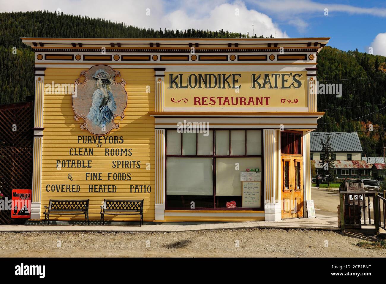 Klondike Kates Restaurant, edificio storico, Dawson City, territorio di Yukon, Canada Foto Stock