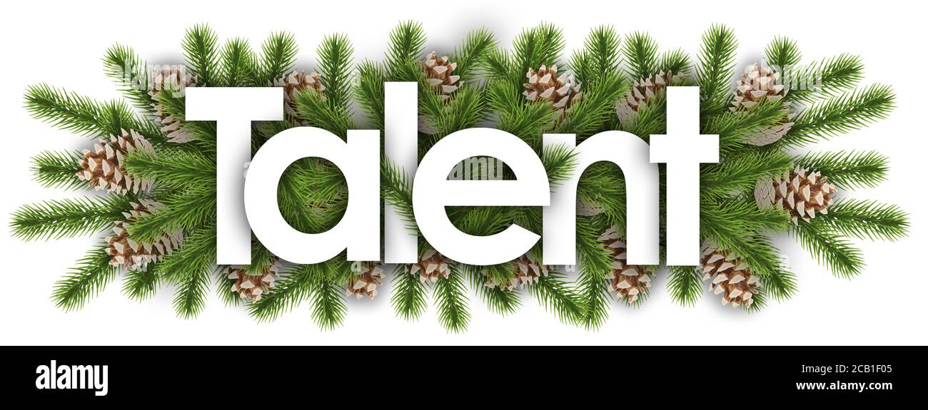 Talento in sfondo natalizio - ramificazioni di pino Foto Stock