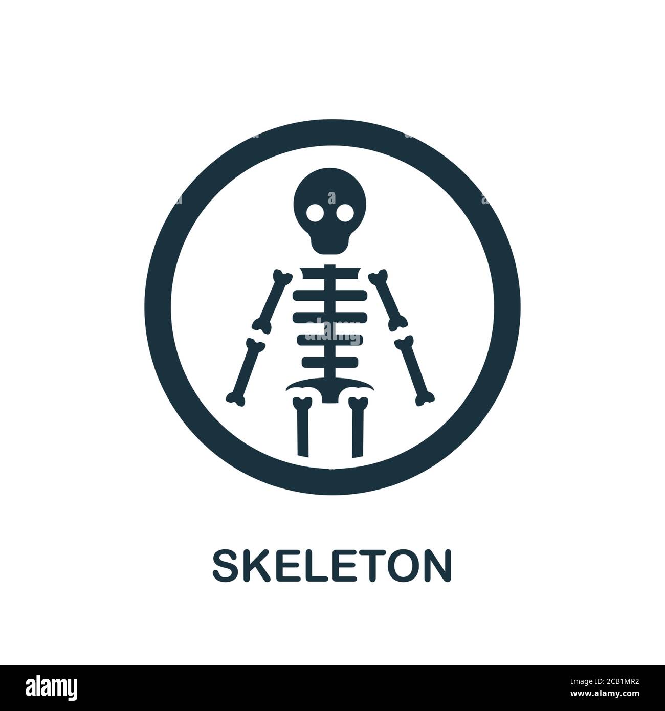 Icona scheletro. Elemento semplice dalla raccolta di organi interni. Icona Creative Skeleton per web design, modelli, infografiche e altro ancora Illustrazione Vettoriale