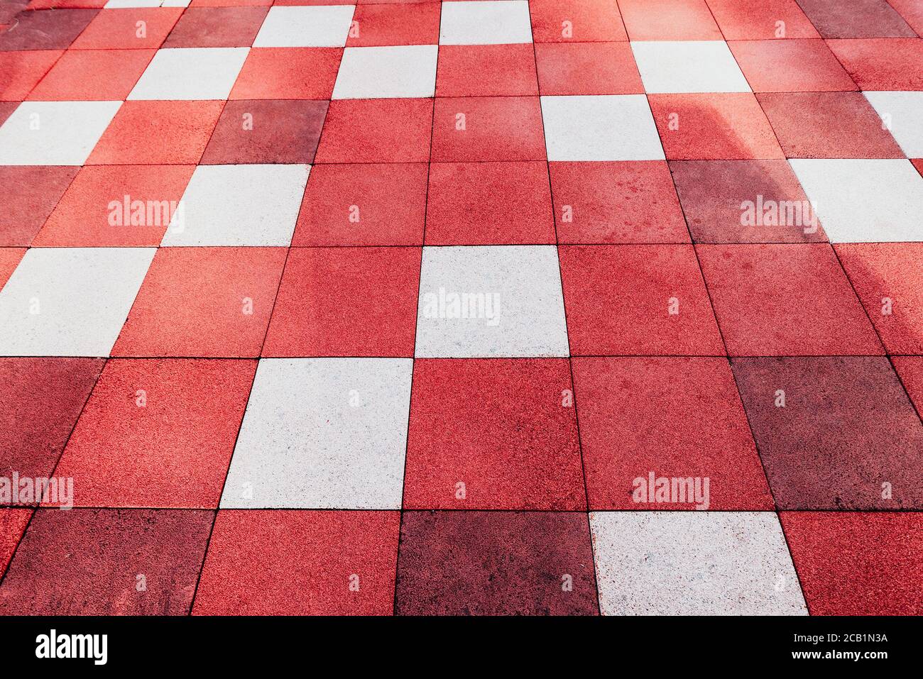 Sfondo di piastrelle quadrate rosse e bianche Foto Stock