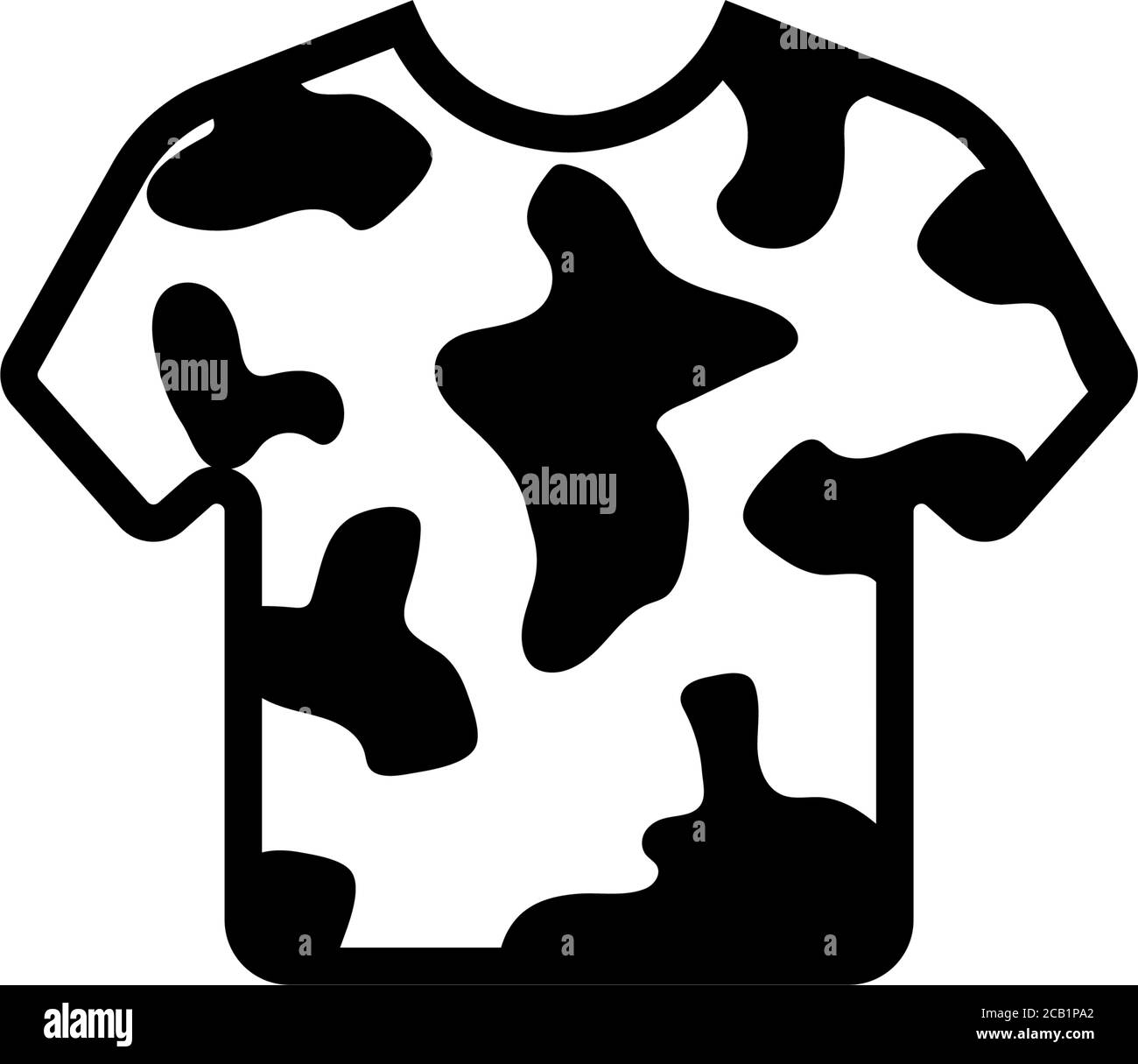 T-shirt dell'esercito camouflage, abiti militari. Illustrazione dell'icona Flat Vector. Semplice simbolo nero su sfondo bianco. Camouflage Army T-shirt, vestiti si Illustrazione Vettoriale